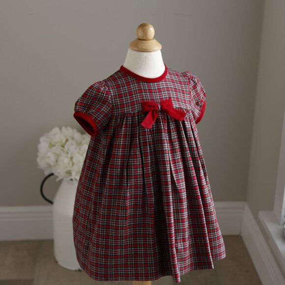 Strasburg Red Classic Plaid Float Dress Corduroy Trim 100% Cotton Rare Find - Picture 3 of 6
